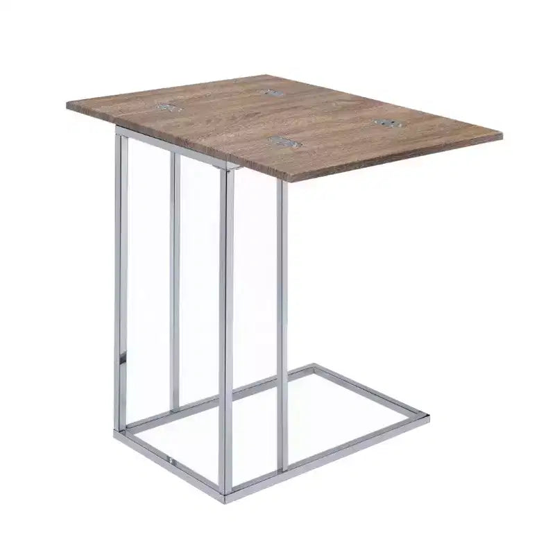 Table d'appoint, chêne vieilli et chrome