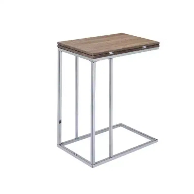 Table d'appoint, chêne vieilli et chrome