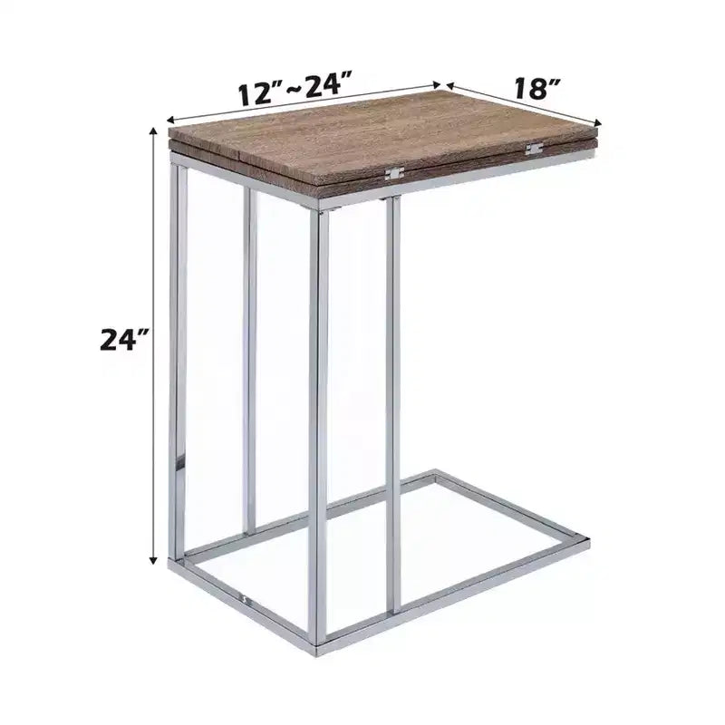 Table d'appoint, chêne vieilli et chrome