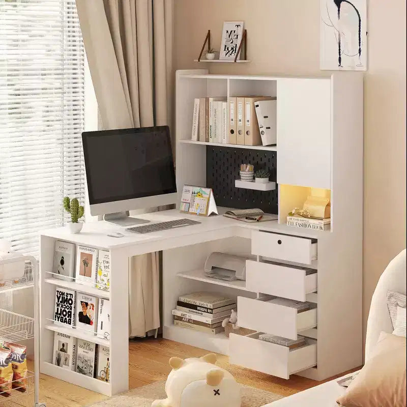 Meuble de rangement d'angle multifonctionnel en forme de L
