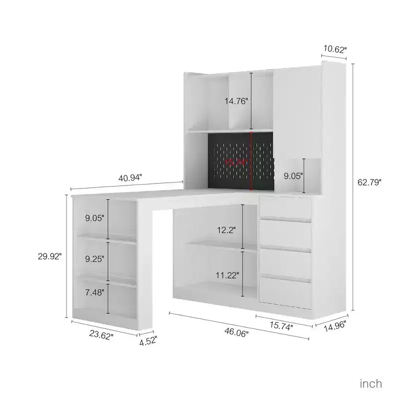 Meuble de rangement d'angle multifonctionnel en forme de L
