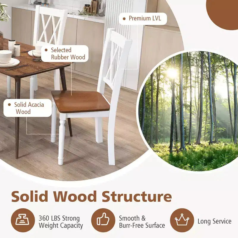 Chaises de salle à manger - Lot de 2 - En bois - Pour ferme ou cuisine à la maison