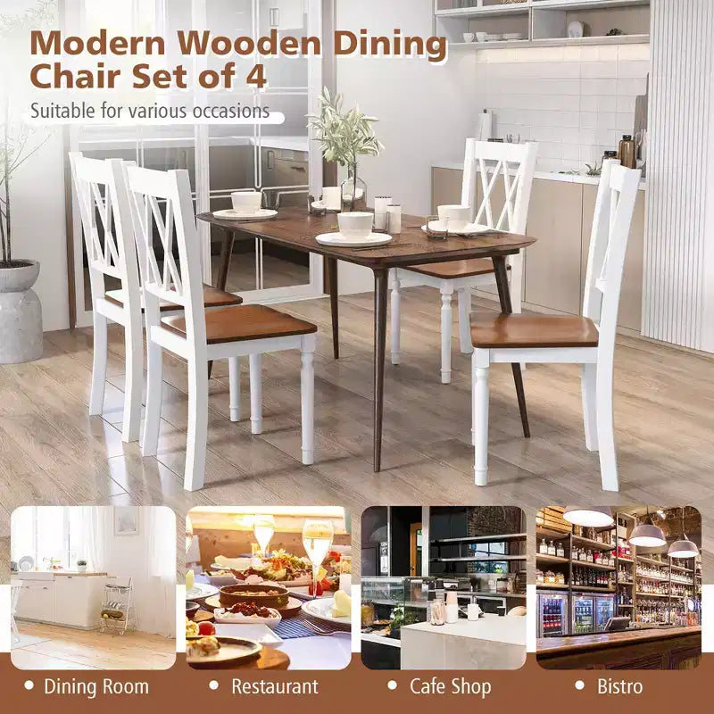 Chaises de salle à manger - Lot de 2 - En bois - Pour ferme ou cuisine à la maison
