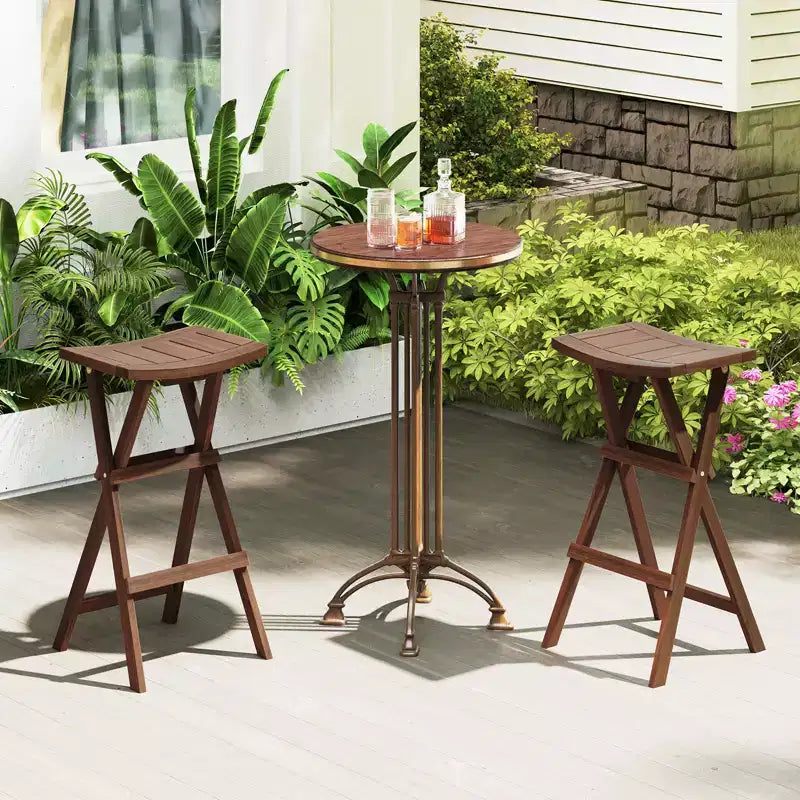 Tabourets de bar pliants avec assise en forme de selle et repose-pieds