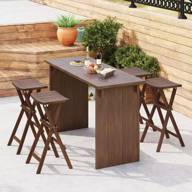 Tabourets de bar pliants avec assise en forme de selle et repose-pieds