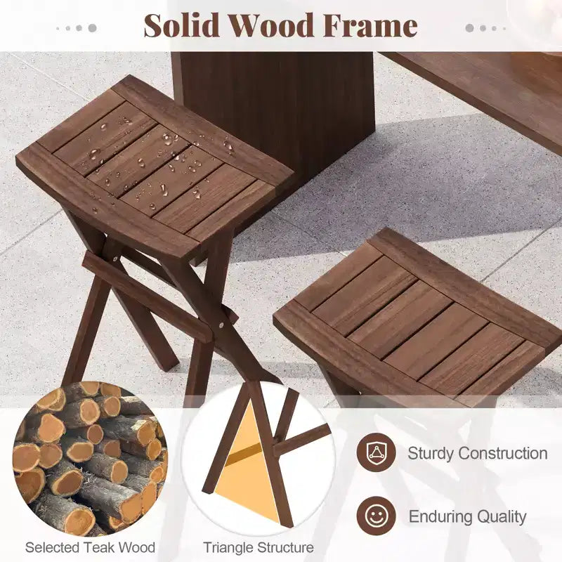 Tabourets de bar pliants avec assise en forme de selle et repose-pieds