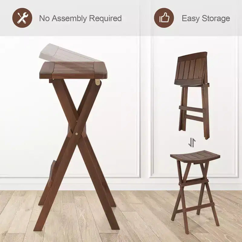 Tabourets de bar pliants avec assise en forme de selle et repose-pieds