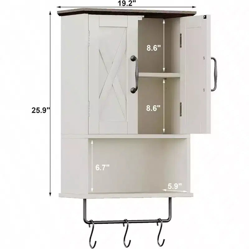 Meuble-lavabo de salle de bain de style fermier avec étagères réglables