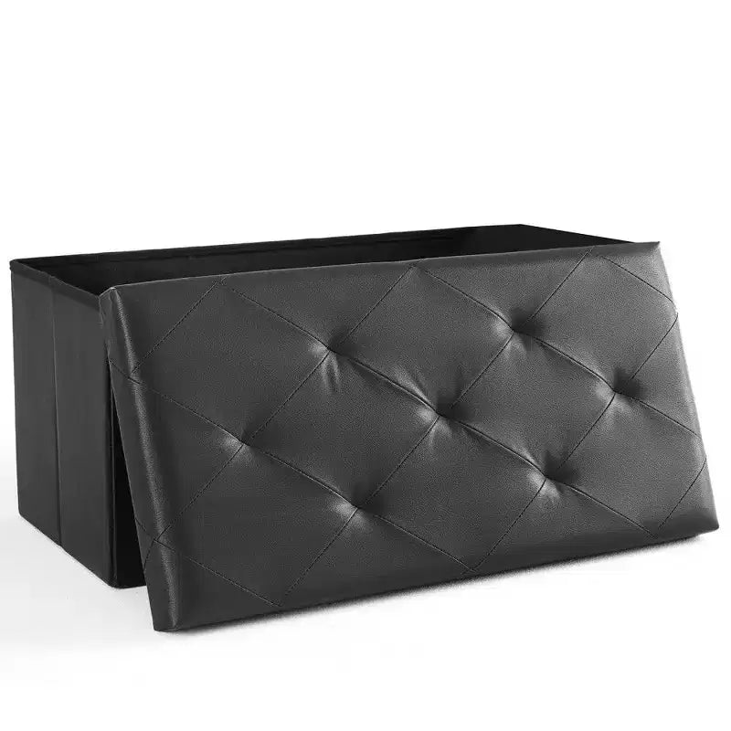 Pouffe de rangement, tabouret de bout de lit en similicuir, siège rembourré en mousse épaissie