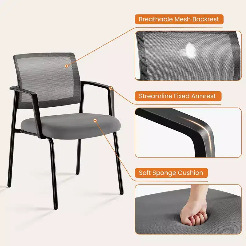 Chaise de bureau avec support lombaire et pieds en métal, chaise de gamer