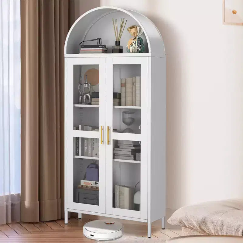 Meuble d'entrée en métal cintré, armoire de rangement avec portes