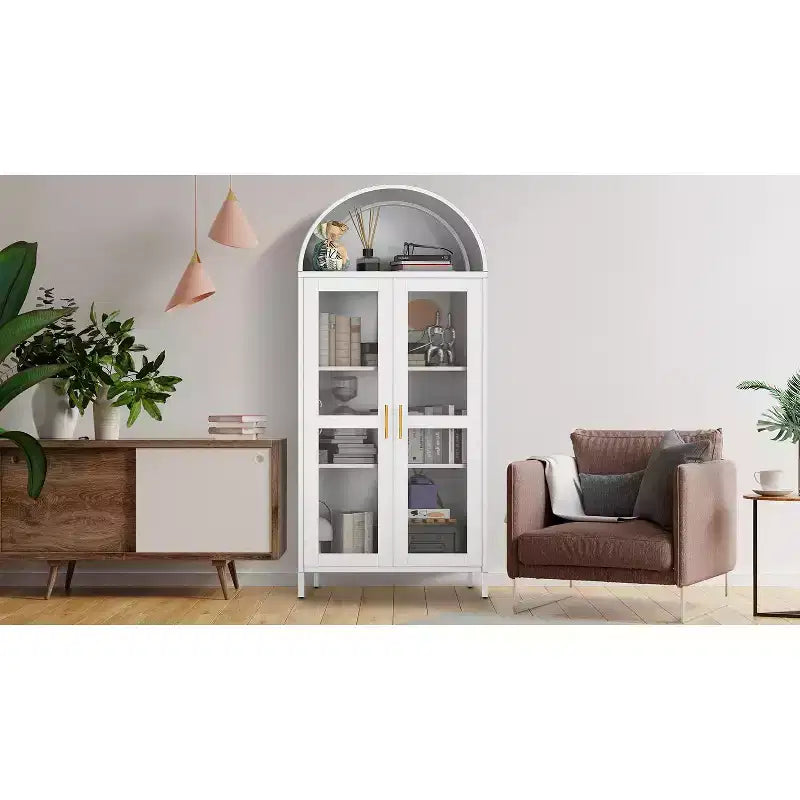 Meuble d'entrée en métal cintré, armoire de rangement avec portes
