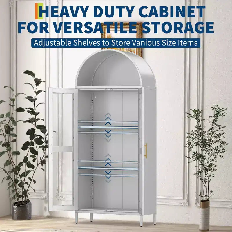 Meuble d'entrée en métal cintré, armoire de rangement avec portes