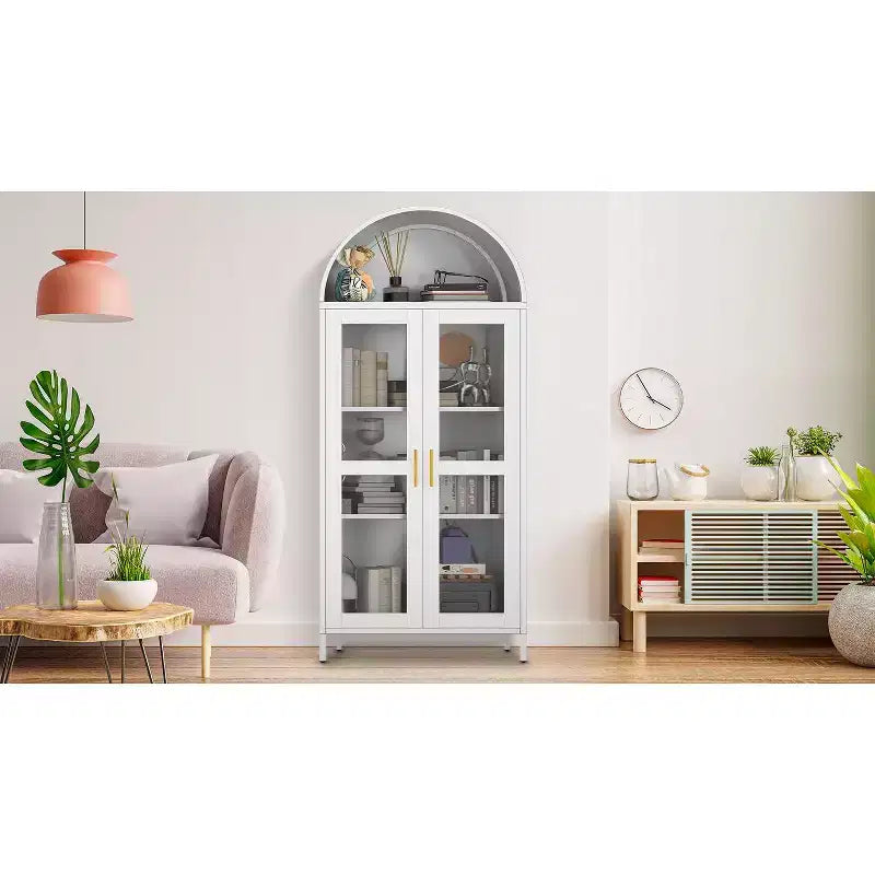 Meuble d'entrée en métal cintré, armoire de rangement avec portes