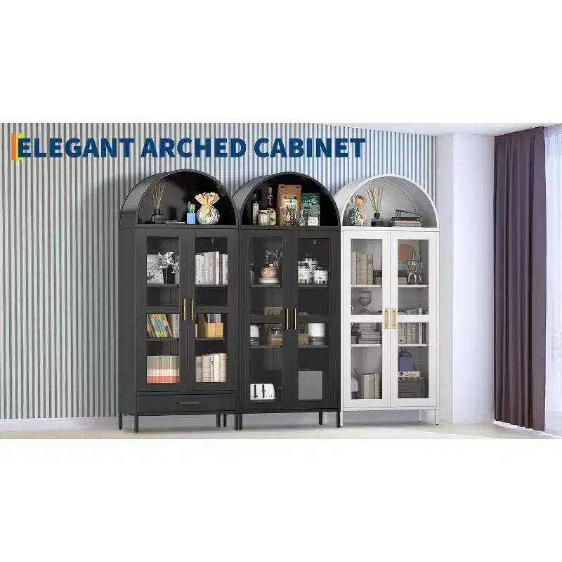Meuble d'entrée en métal cintré, armoire de rangement avec portes