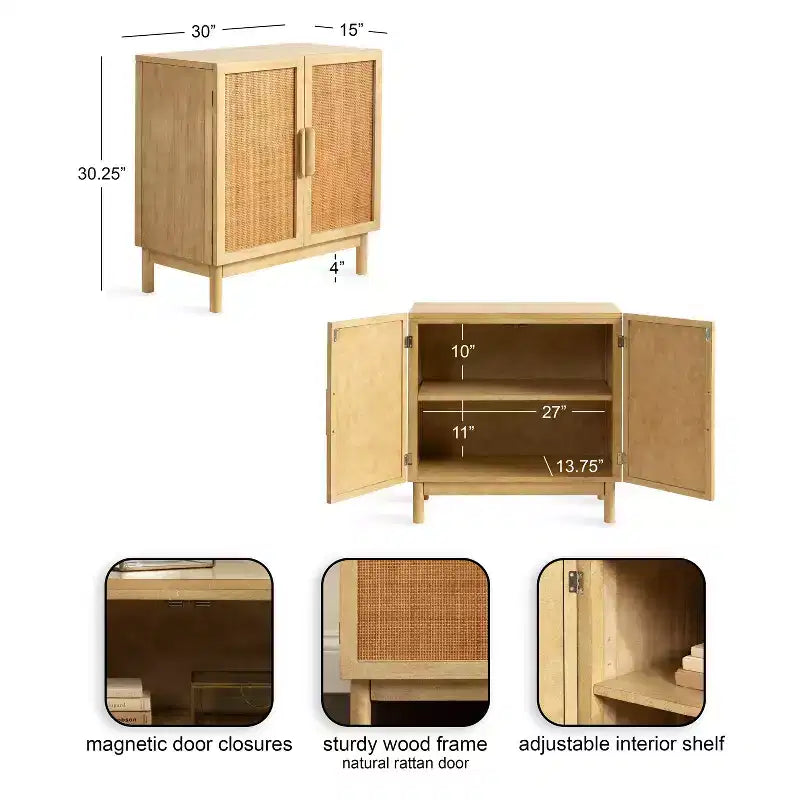 Meuble bas décoratif en rotin