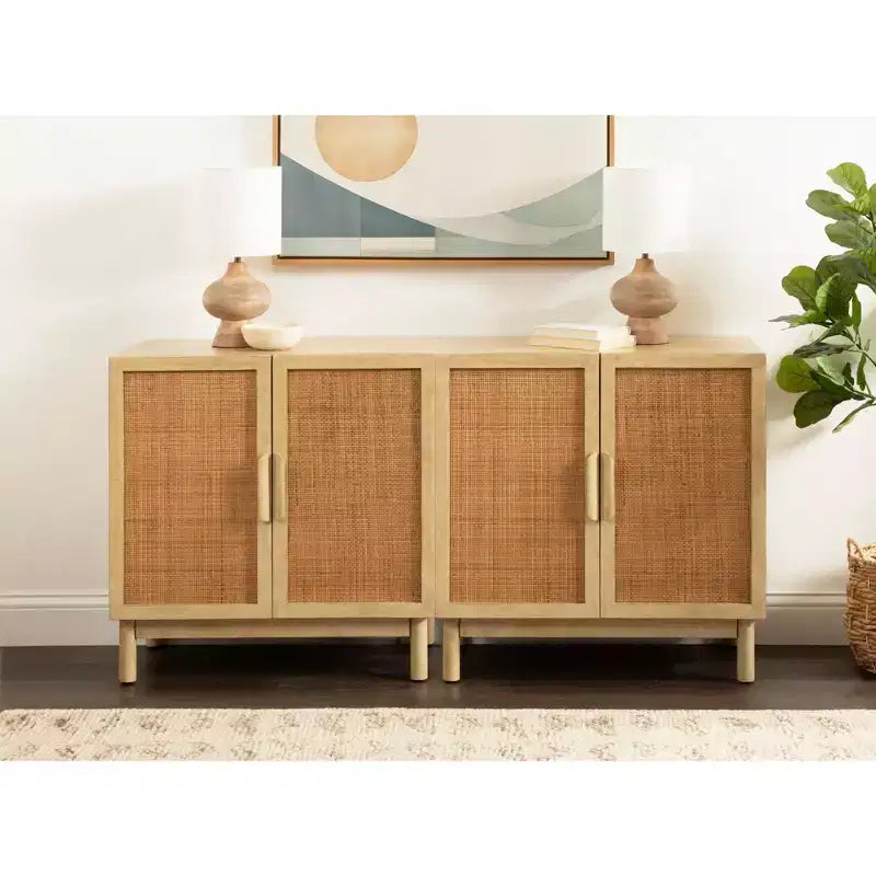 Meuble bas décoratif en rotin