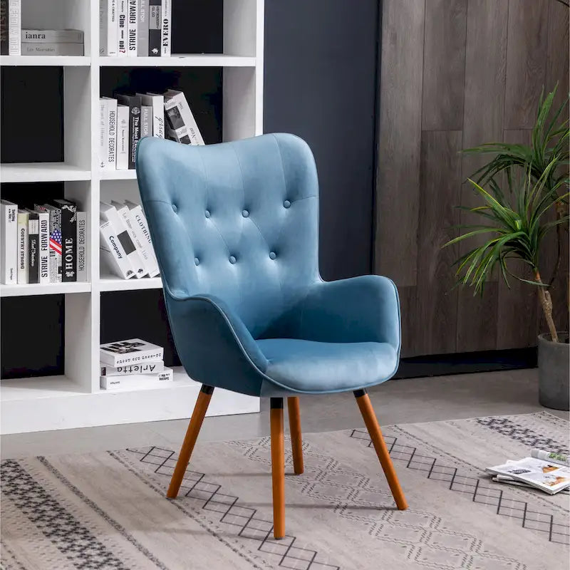 Fauteuil d'appoint capitonné en polyester bleu 30