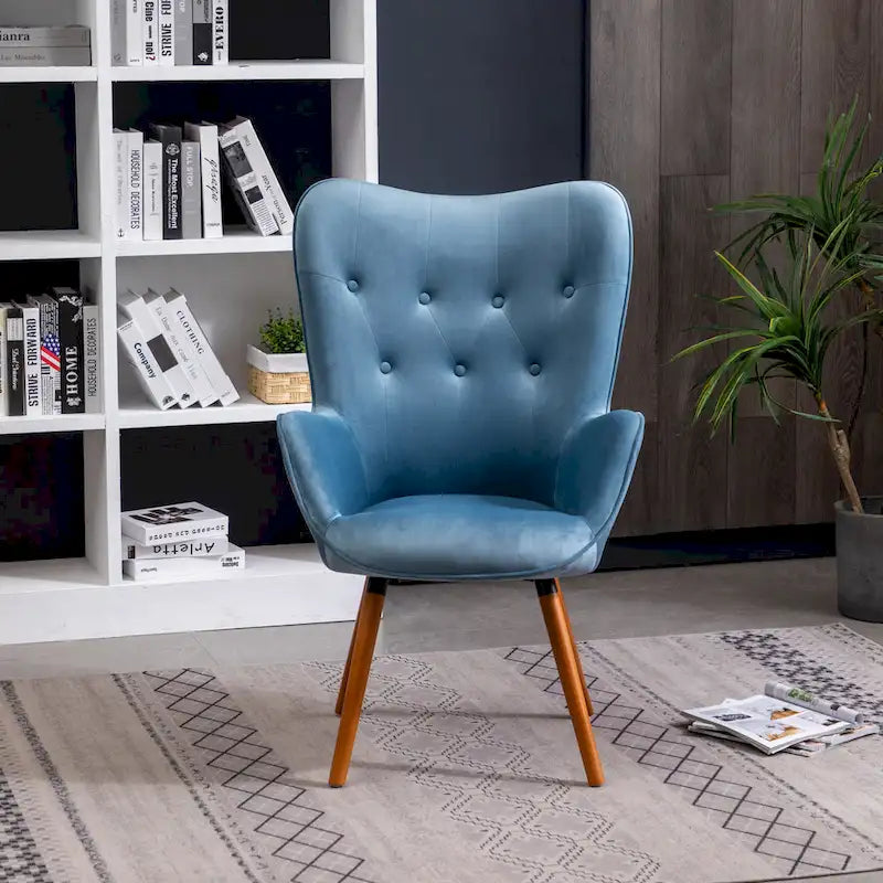 Fauteuil d'appoint capitonné en polyester bleu 30