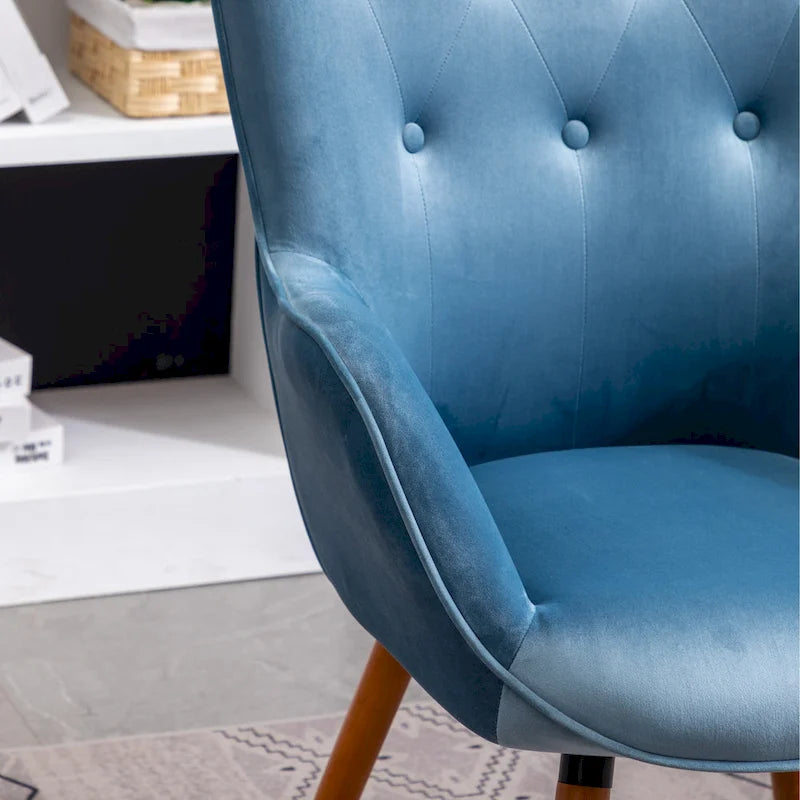 Fauteuil d'appoint capitonné en polyester bleu 30