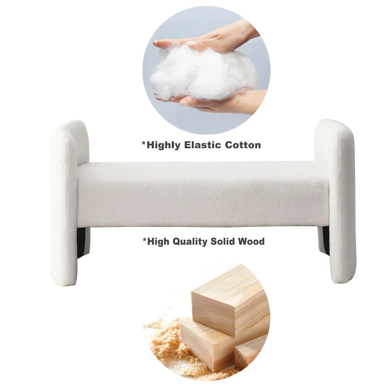 Banc capitonné en polyester avec piètement en H, design moderne et polyvalent.