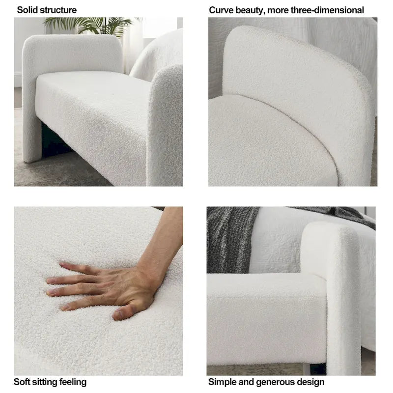 Banc capitonné en polyester avec piètement en H, design moderne et polyvalent.