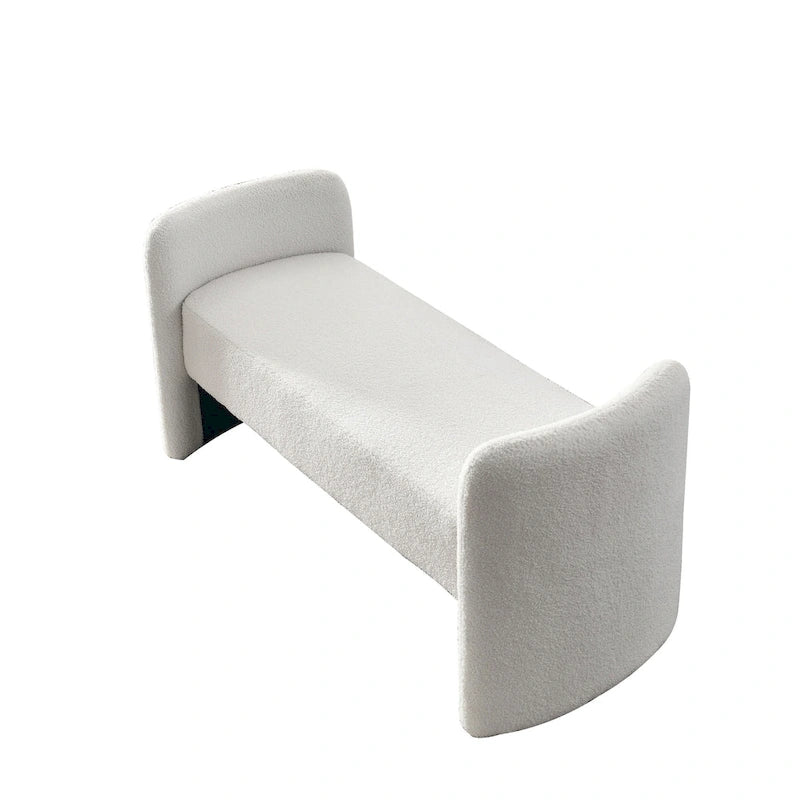 Banc capitonné en polyester avec piètement en H, design moderne et polyvalent.