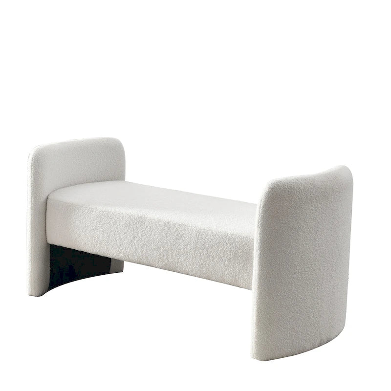 Banc capitonné en polyester avec piètement en H, design moderne et polyvalent.
