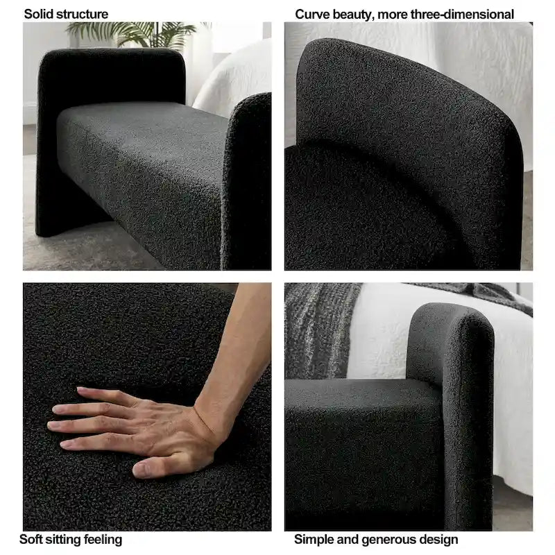Banc capitonné en polyester avec piètement en H, design moderne et polyvalent.