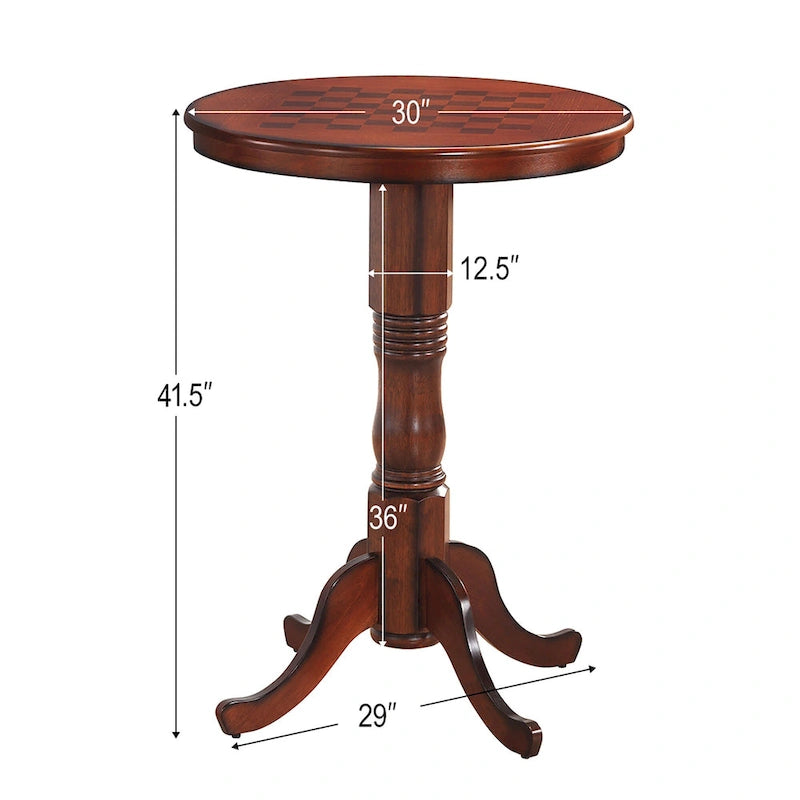 Table de bar ronde/table d'échecs/plateau de jeu de dames style rétro