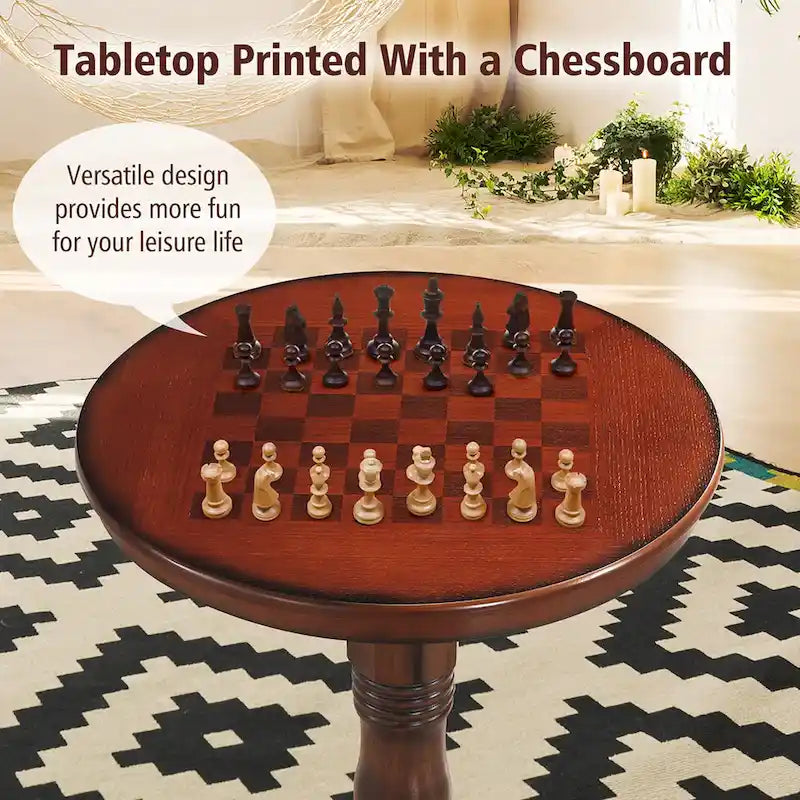 Table de bar ronde/table d'échecs/plateau de jeu de dames style rétro