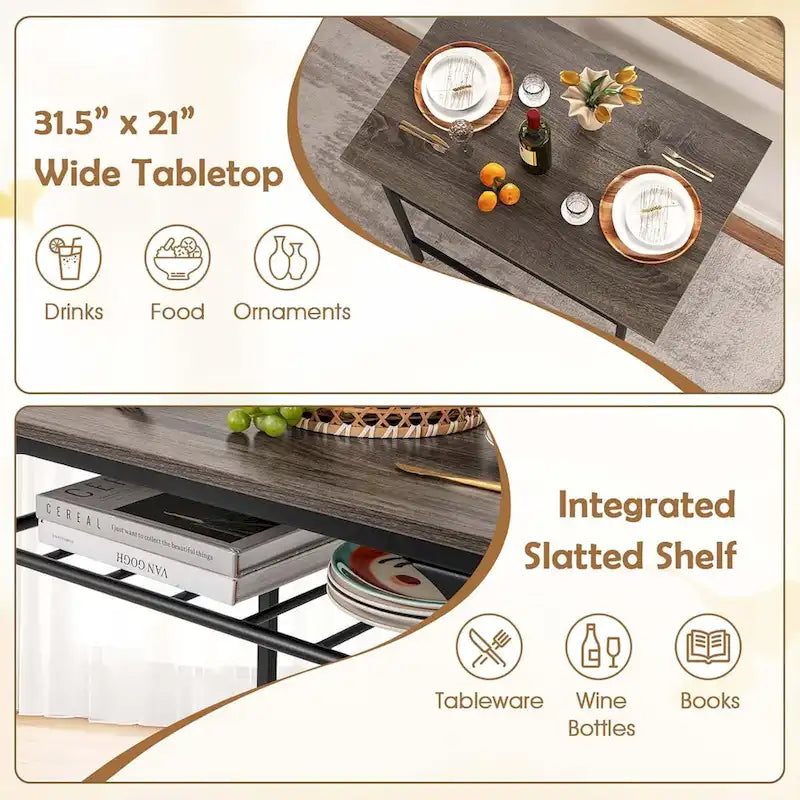 Table et chaises d'angle style industriel avec casier à vin pour le petit-déjeuner