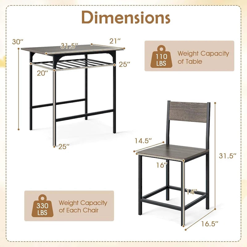 Table et chaises d'angle style industriel avec casier à vin pour le petit-déjeuner