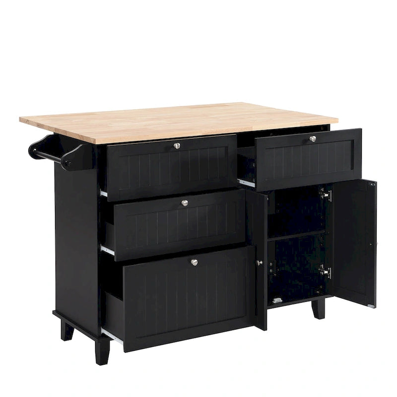 Ensemble îlot de cuisine avec table pliante et deux chaises