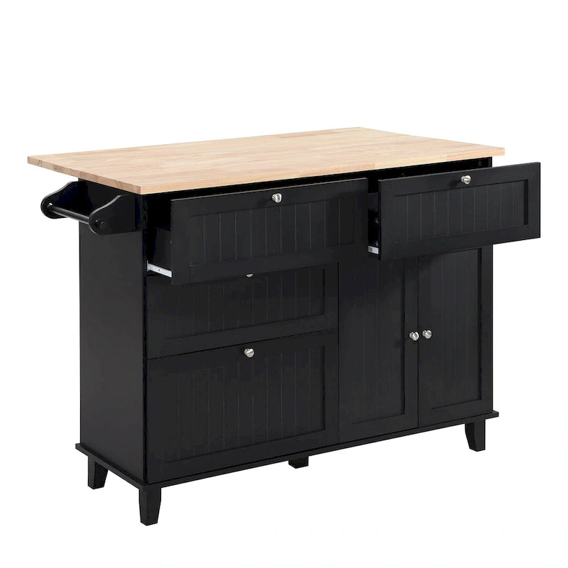 Ensemble îlot de cuisine avec table pliante et deux chaises