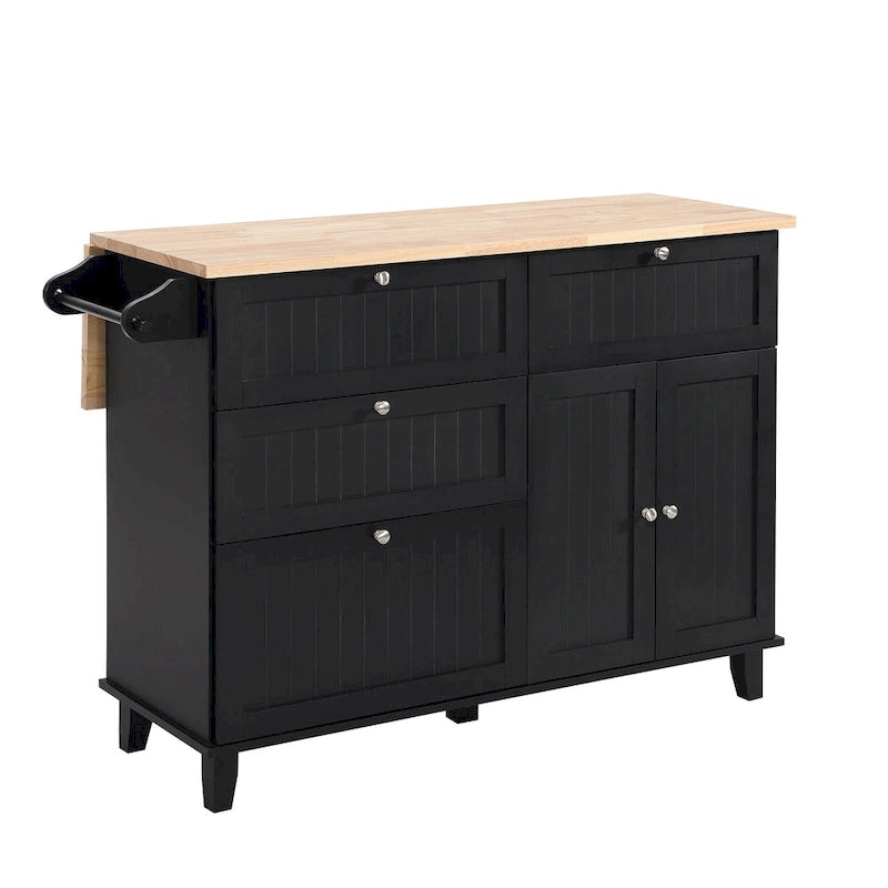 Ensemble îlot de cuisine avec table pliante et deux chaises
