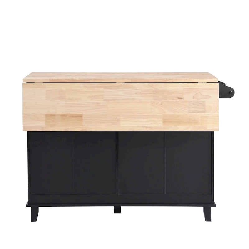 Ensemble îlot de cuisine avec table pliante et deux chaises