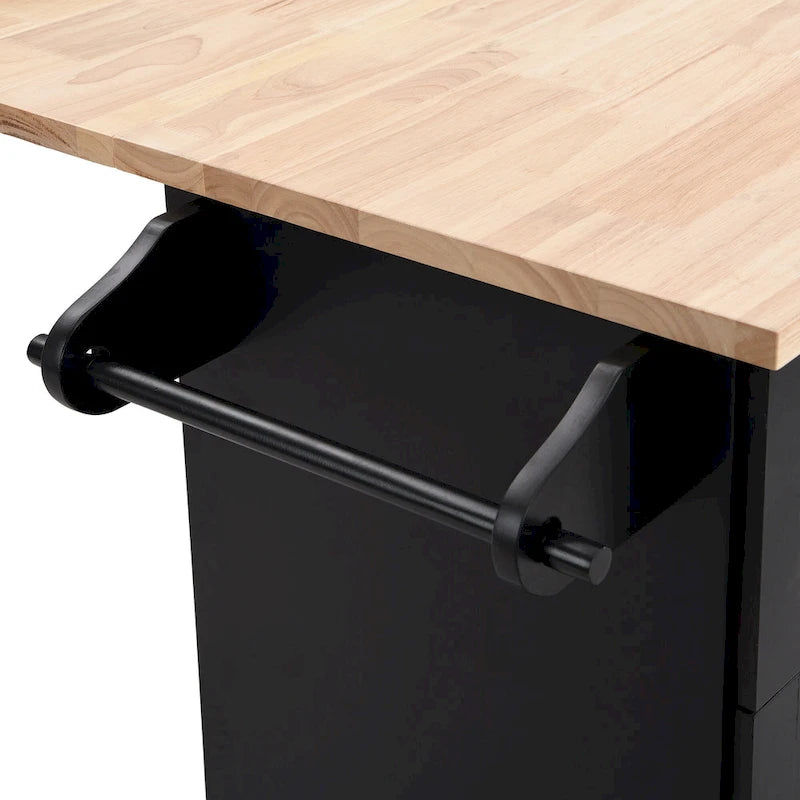 Ensemble îlot de cuisine avec table pliante et deux chaises