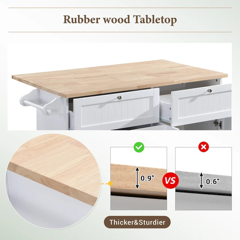Ensemble îlot de cuisine avec table pliante et deux chaises