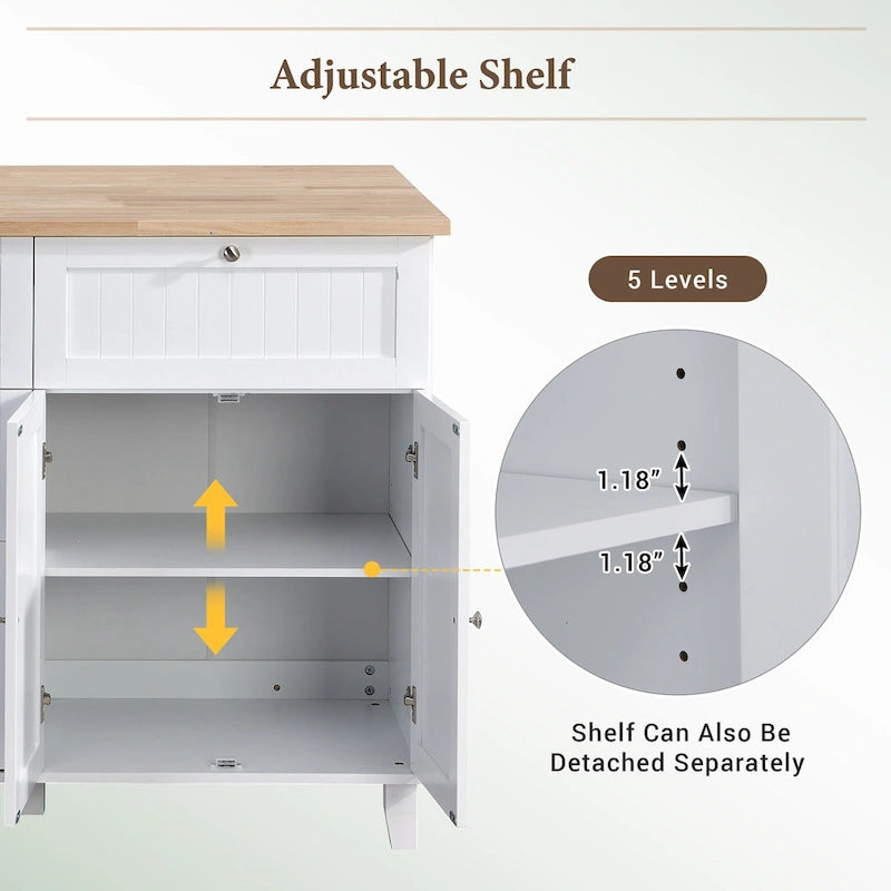 Ensemble îlot de cuisine avec table pliante et deux chaises