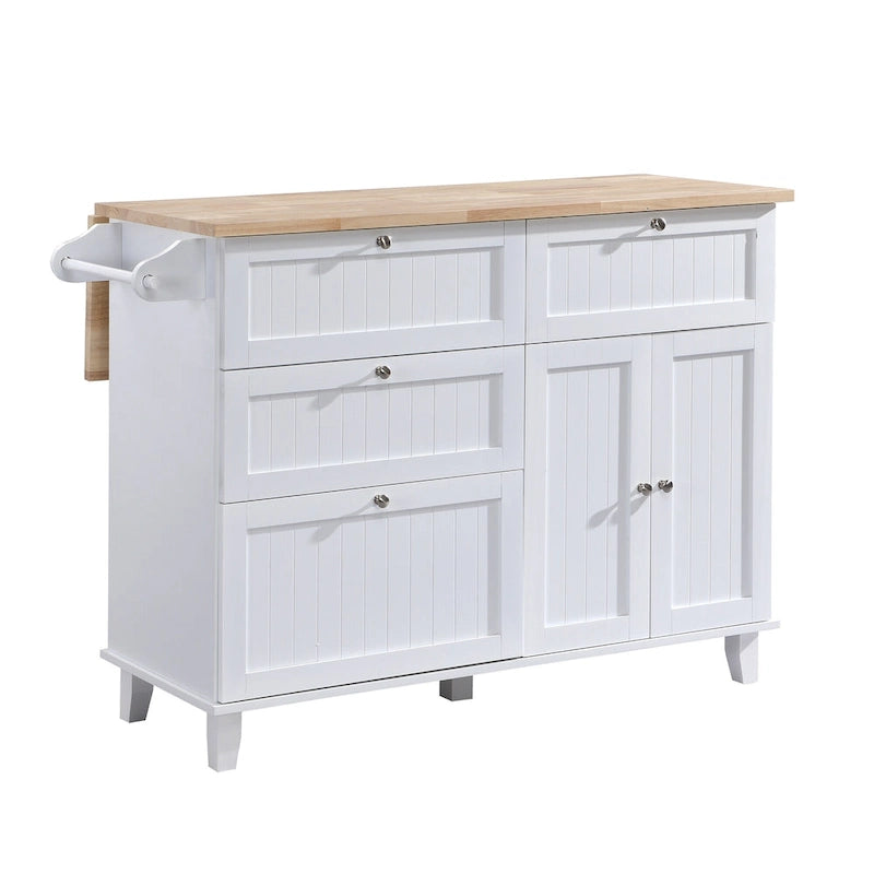 Ensemble îlot de cuisine avec table pliante et deux chaises