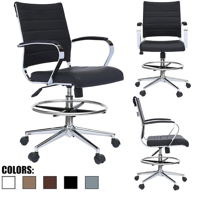 Chaise de bureau avec accoudoirs, hauteur de bar