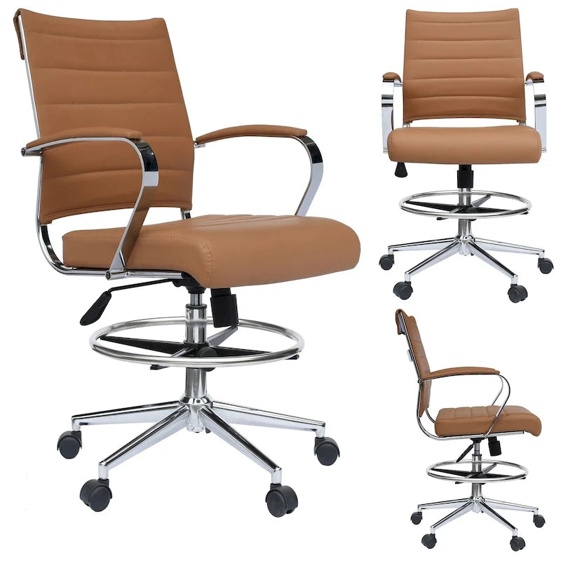 Chaise de bureau avec accoudoirs, hauteur de bar