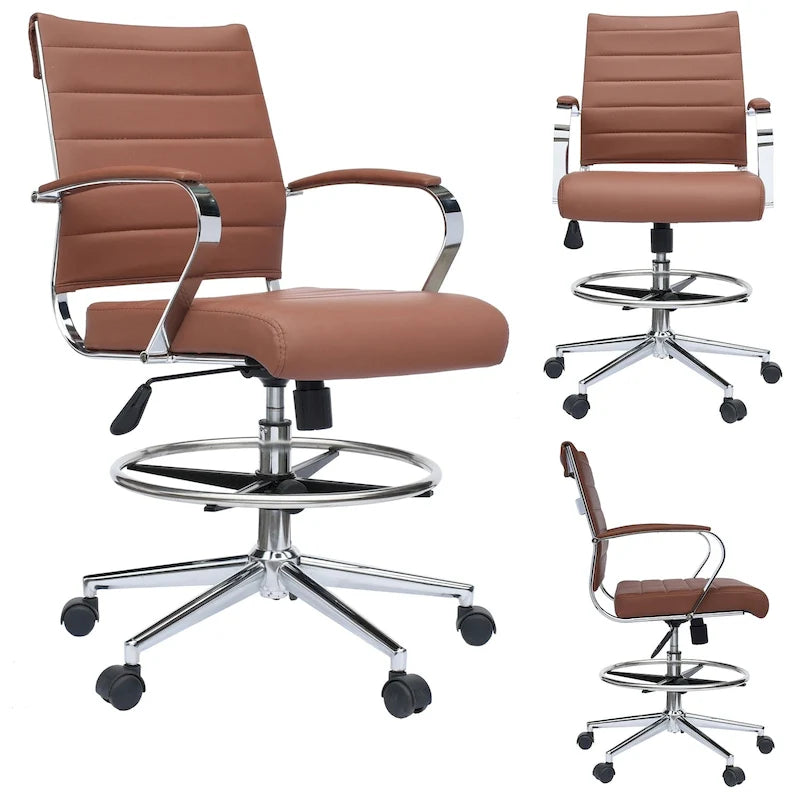 Chaise de bureau avec accoudoirs, hauteur de bar