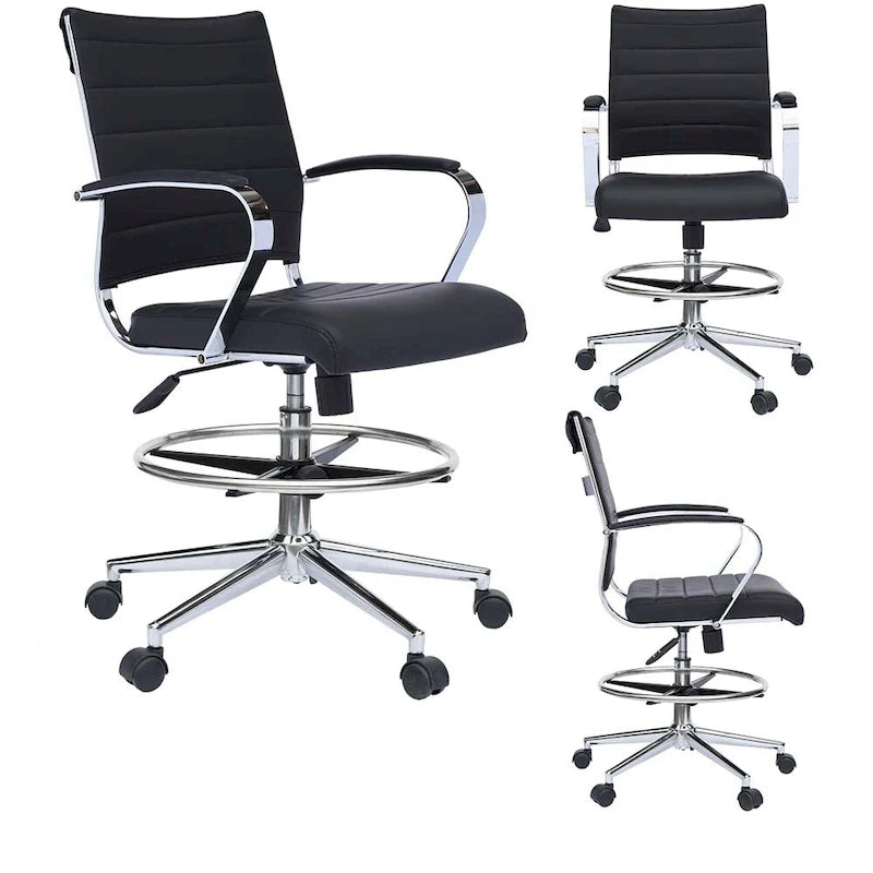 Chaise de bureau avec accoudoirs, hauteur de bar