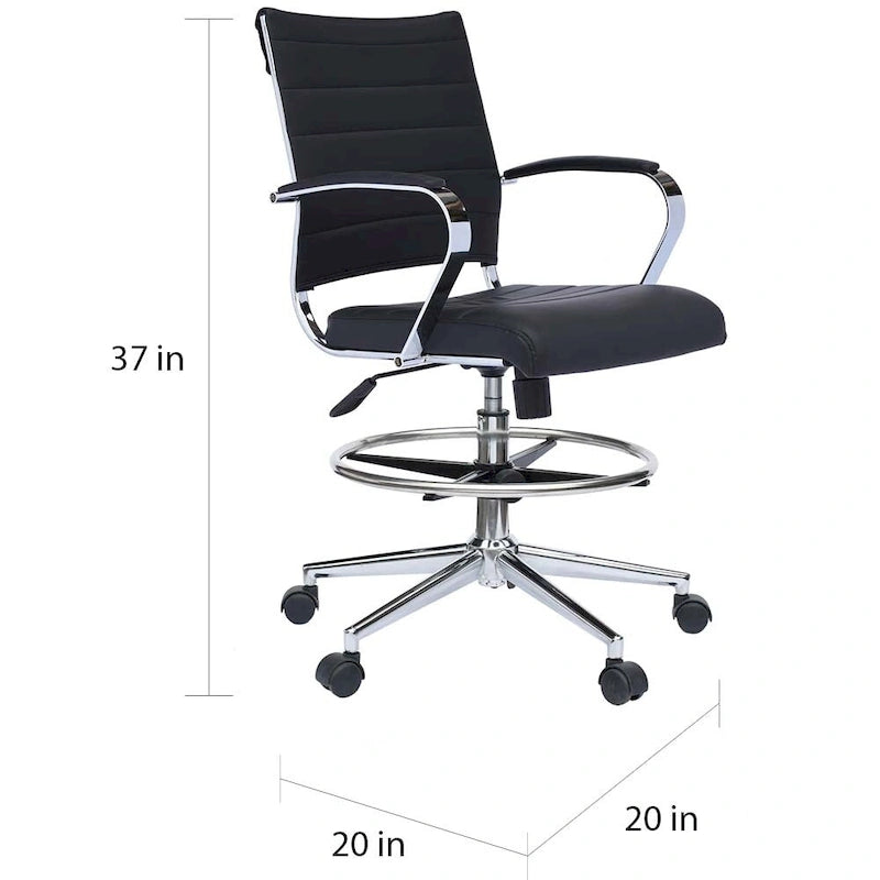 Chaise de bureau avec accoudoirs, hauteur de bar