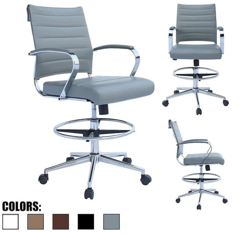 Chaise de bureau avec accoudoirs, hauteur de bar