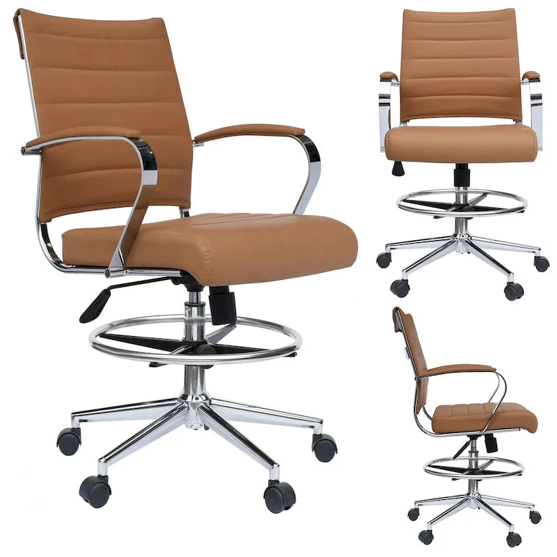 Chaise de bureau avec accoudoirs, hauteur de bar