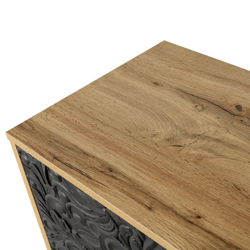 Meuble TV décoratif pour salon, étagères de rangement et pieds en bois massif