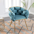 Fauteuil lounge en velours capitonné de style moderne bleu de 72,9 cm